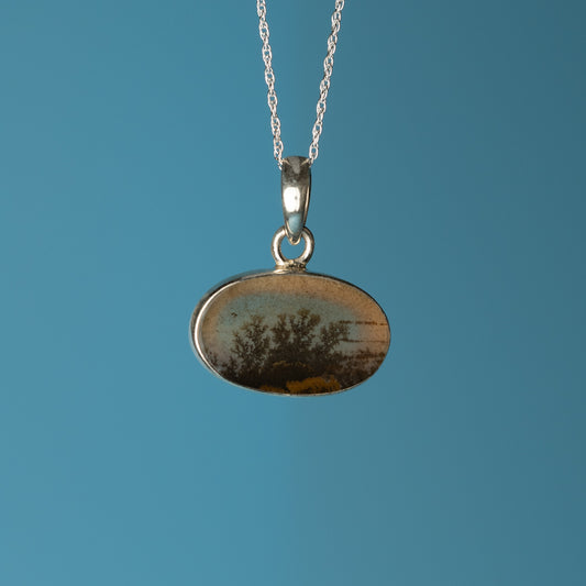 Dendritic Agate Pendant in Sterling Silver .925