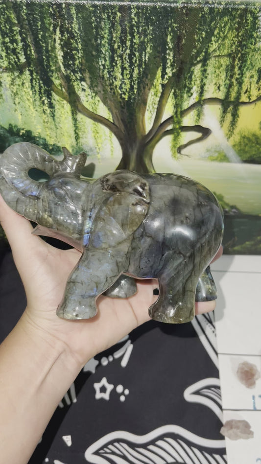 Large Labradorite Elephant