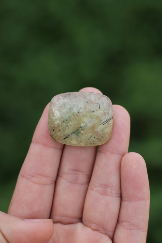 Prehnite and Epidote inclusions Cabochon