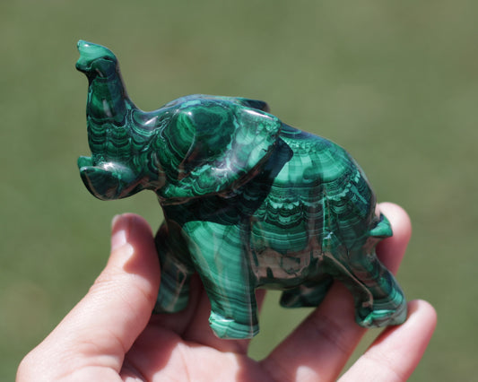 Malachite Elephant Carving