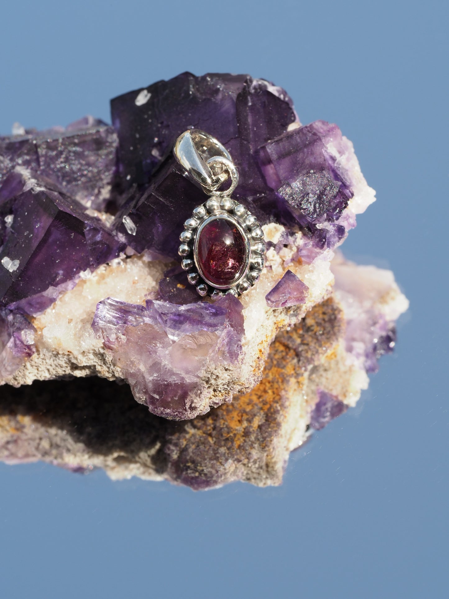 Small Garnet in Sterling Silver Pendant .925