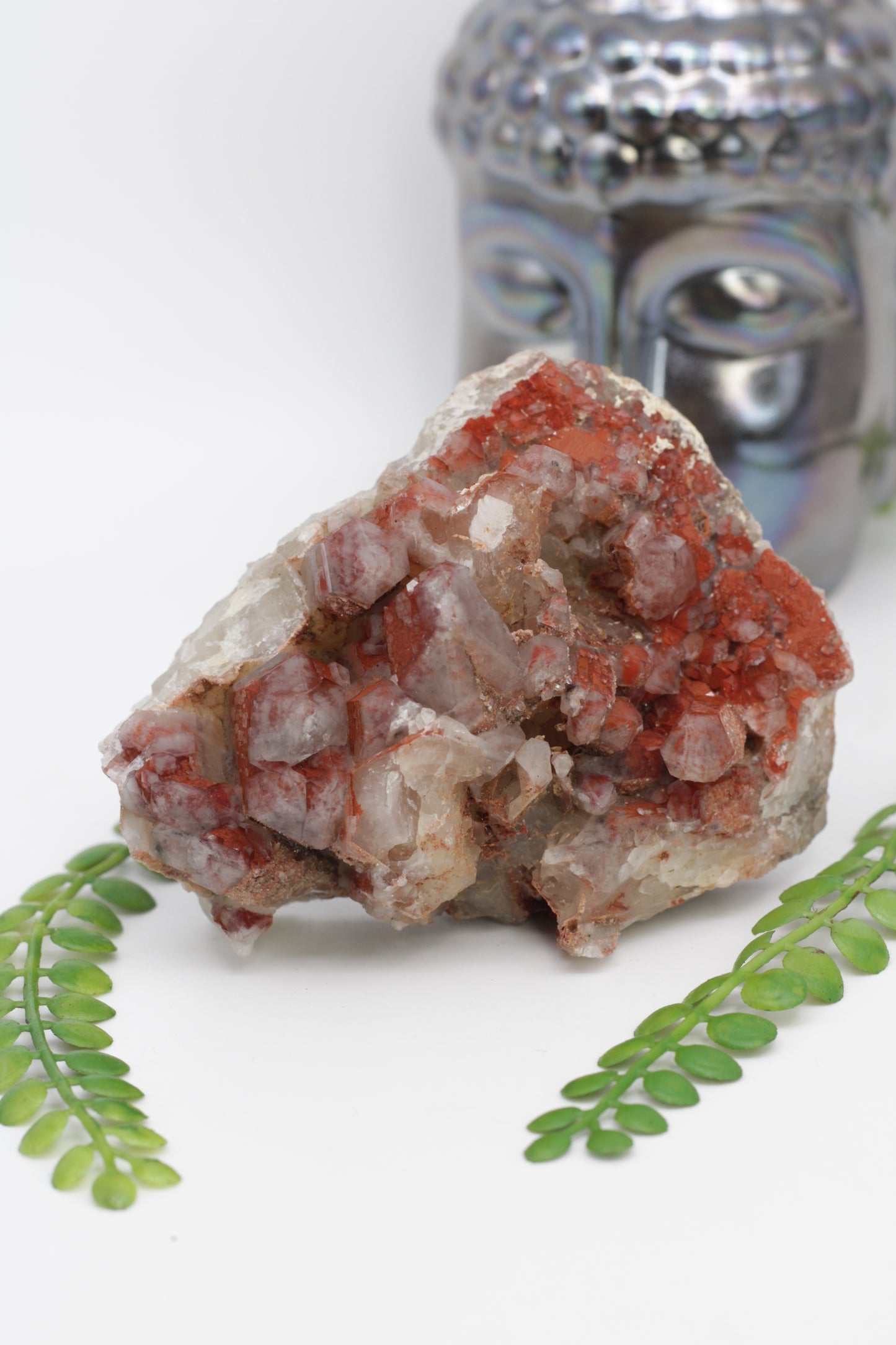 Orange River Red Hematite Inclueded Quartz Cluster from Africa